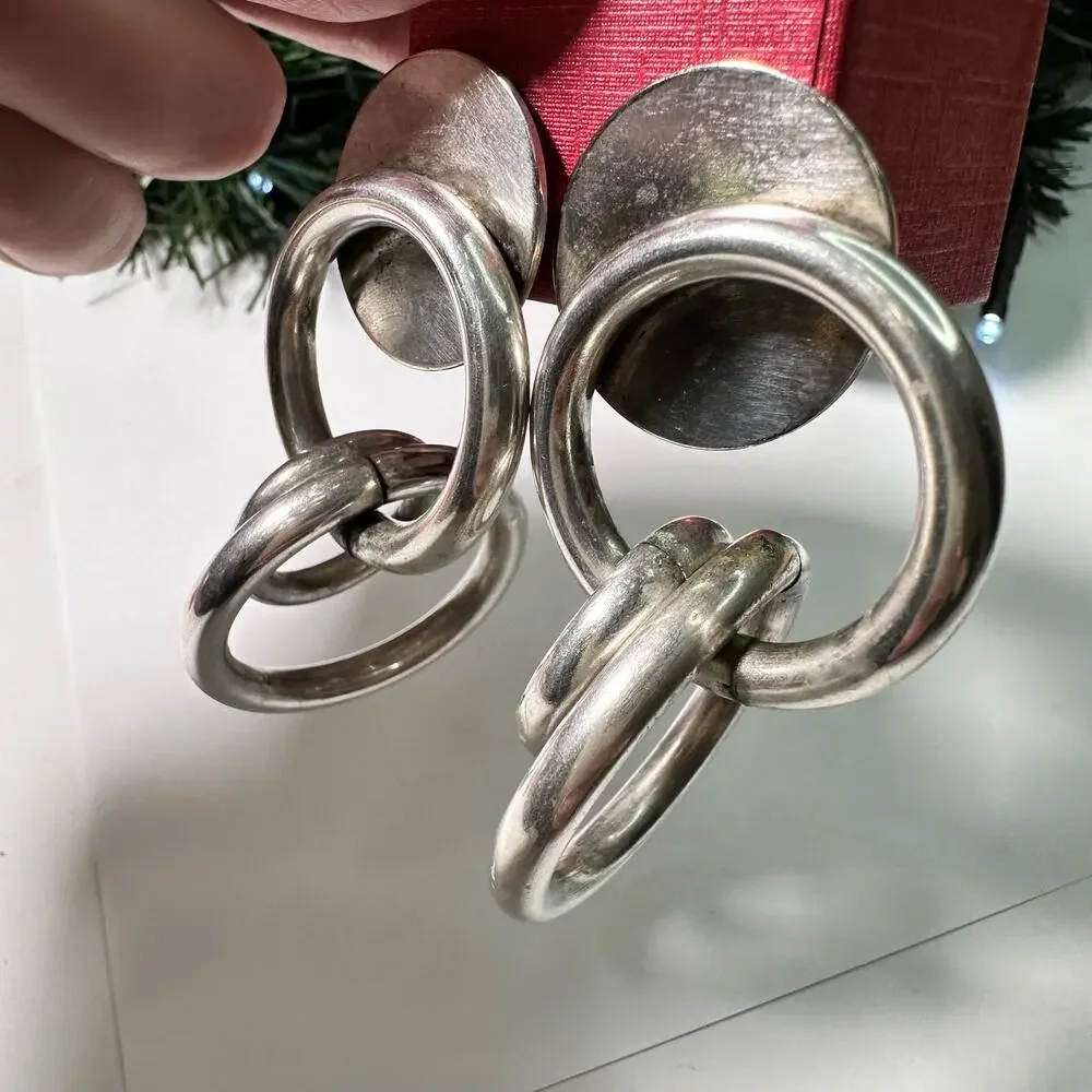 Silver hoop clip on earrings